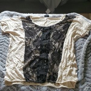 Cream blouse with black lace